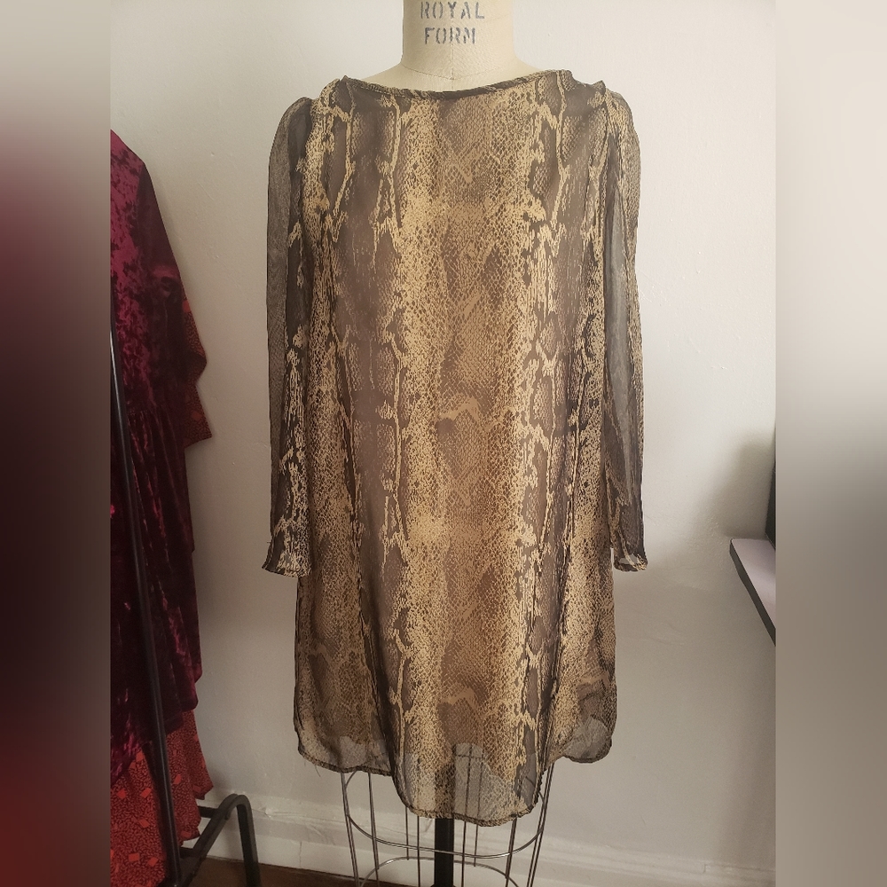 Sheer vintage snake print dress medium